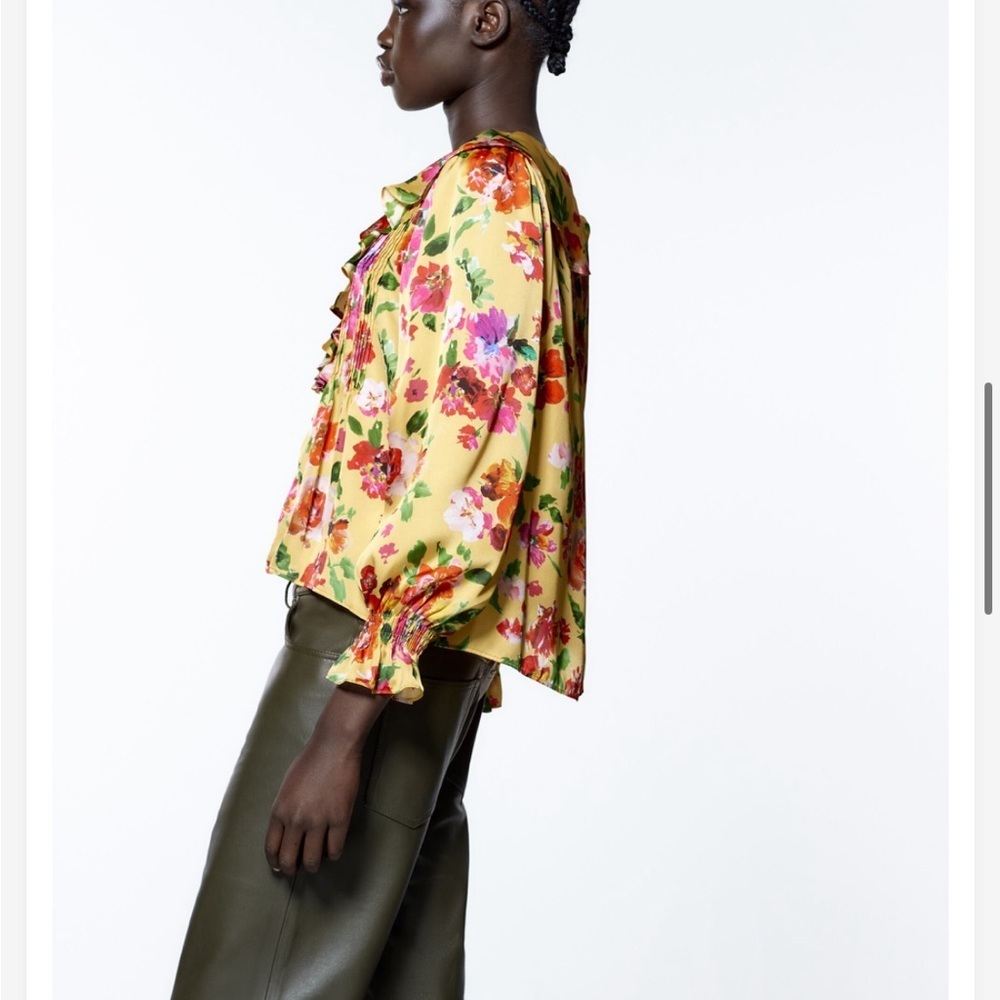 Zara Multicolored Ruffled Blouse with Sailor Collar - Picture 4 of 16